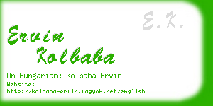 ervin kolbaba business card